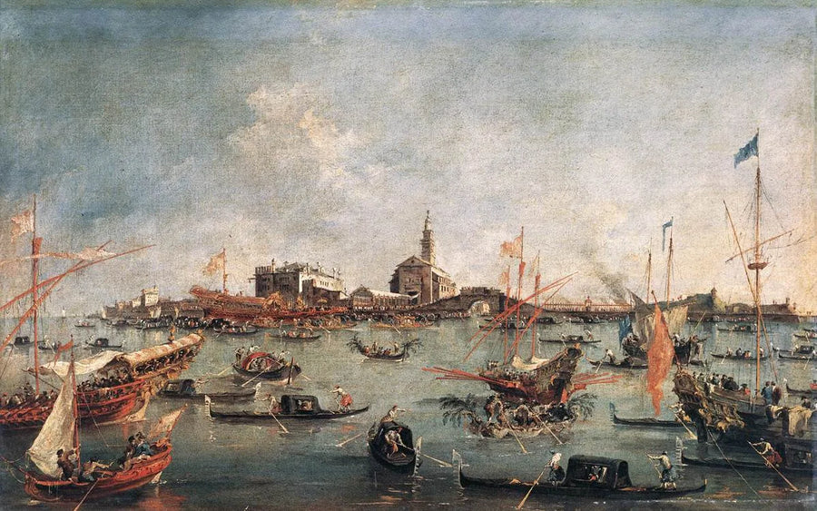 Der Doge von Venedig auf dem Bucentaure in San Nicolò di Lido, am Tag der Himmelfahrt - Francesco Guardi