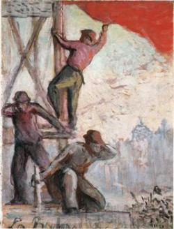 Die rote Fahne oder die Gewerkschaftsschlacht - Maximilien Luce