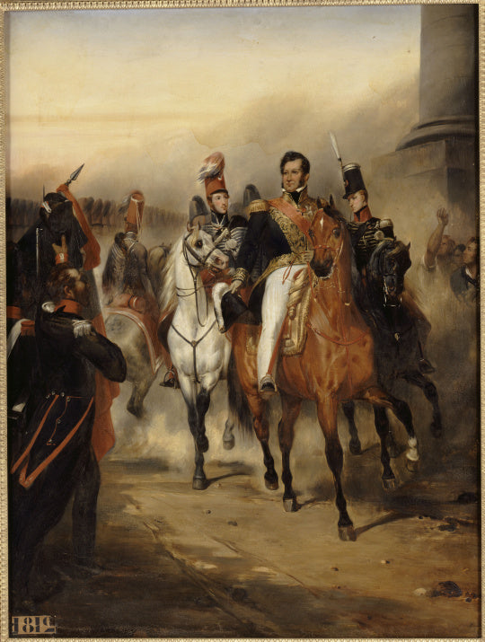 Der Herzog von Orléans empfängt am Thronzaun das 1. Husarenregiment unter dem Kommando des Herzog von Chartres, 4. August 1830 - Ary Scheffer