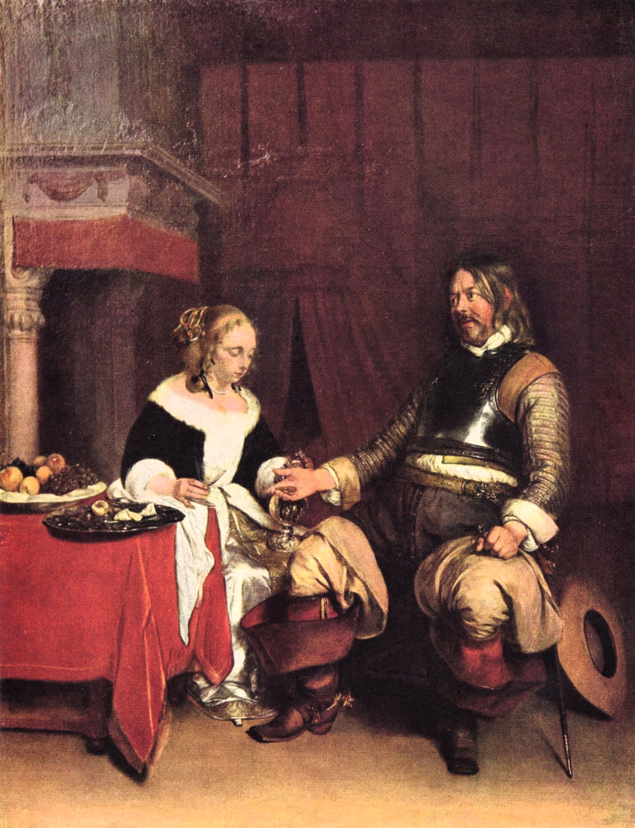 Le Galant Militaire - Gerard ter Borch image 1 tableau peint à l’huile sur toile