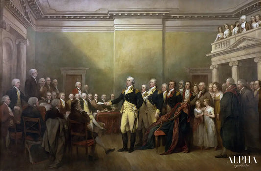 Le général George Washington démissionne de son poste - John Trumbull - Reproductions de tableaux et peintures haut de gamme