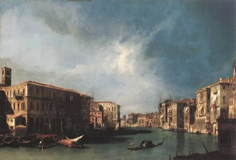 Der Große Kanal vom Rialto nach Norden - Canaletto