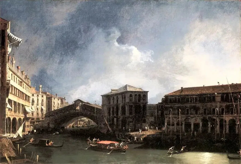 Der Große Kanal in der Nähe der Rialto-Brücke - Canaletto