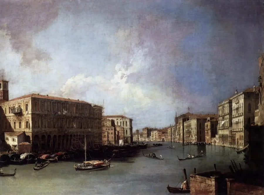 Der Große Kanal, nach Norden in der Nähe der Rialto-Brücke - Canaletto