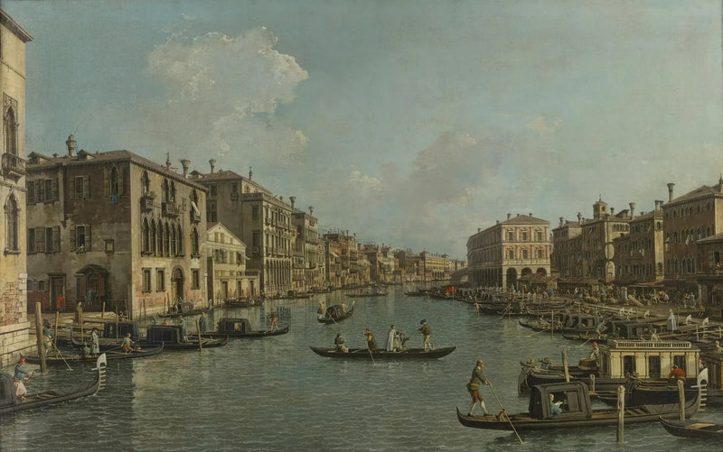Der Große Kanal gesehen im Südwesten in Richtung Rialto-Brücke - Canaletto