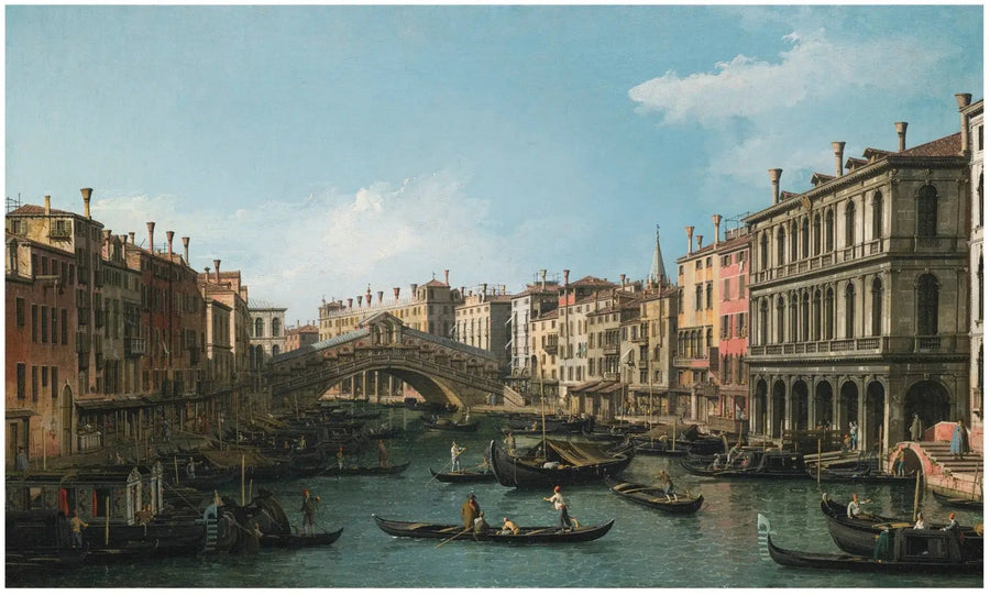 Der Große Kanal gesehen von Nordosten vom Palazzo Dolfin-Manin bis zur Rialto-Brücke - Canaletto