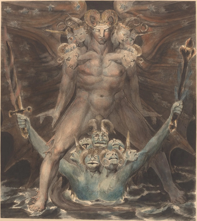 Der große rote Drache und das Tier aus dem Meer - William Blake
