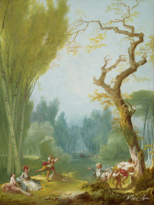 Le jeu du cheval fondu - Jean-Honoré Fragonard - Reproductions de tableaux et peintures haut de gamme