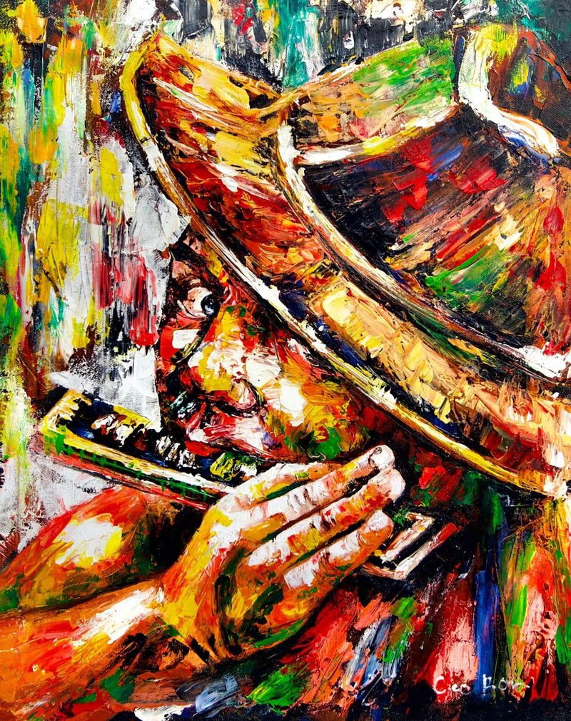 Der Harmonicaspieler | 40 x 50 cm