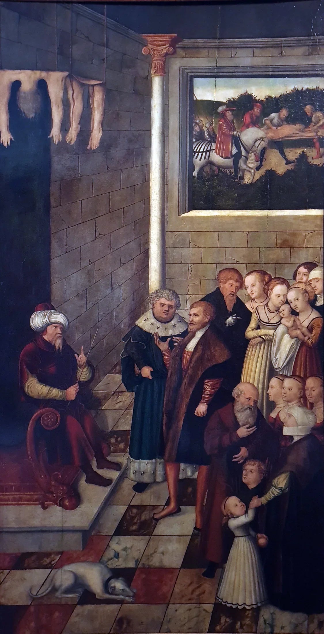 Le Jugement de Kambyse (panneaux d'exemplum de l'électeur Joachim II) - Lucas Cranach the Elder image 1 copie peinte à la main à l’huile