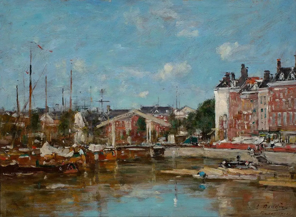 Le Leuvehaven, à Rotterdam - Eugène Boudin image 1 tableau peint à l’huile sur toile
