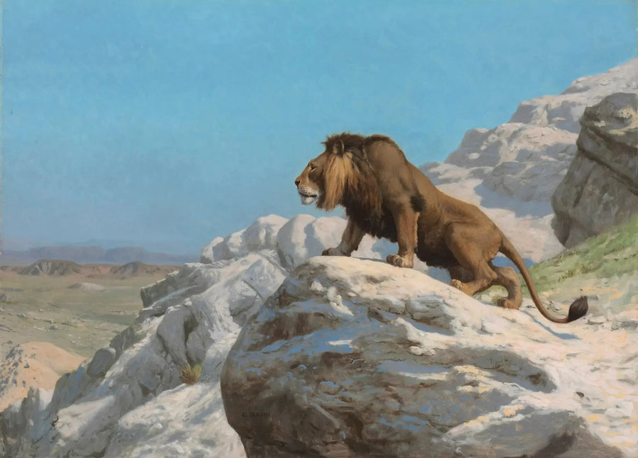 Der lauernde Löwe - Jean-Léon Gérôme