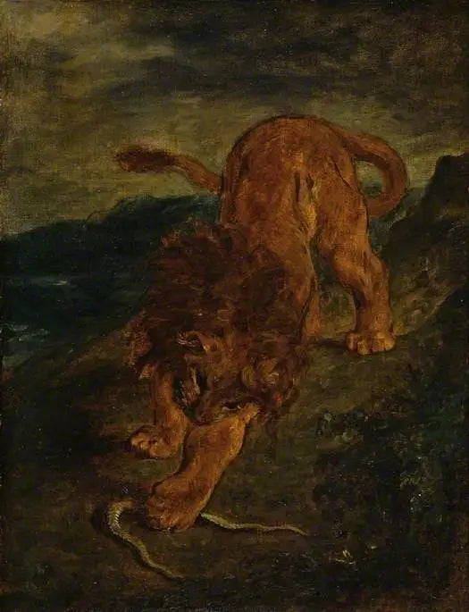 Le Lion et le Serpent - Eugène Delacroix image 1 reproduction réalisée par Alpha Reproduction