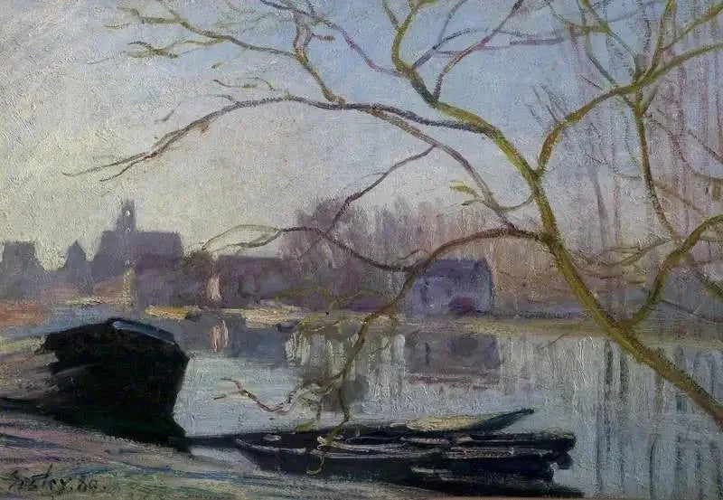 Der Loing, weiße Gelee - Alfred Sisley