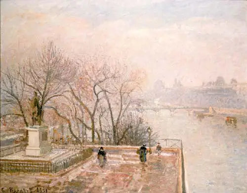 Der Louvre, Sonnenuntergang, Frost (Zweite Serie) - Camille Pissarro