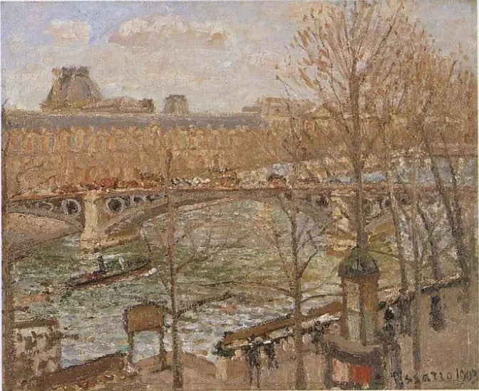 Der Louvre und die Pont du Carrousel, Sonne - Camille Pissarro