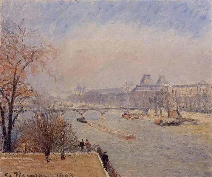 Der Louvre, Morgen, Märznebel - Camille Pissarro