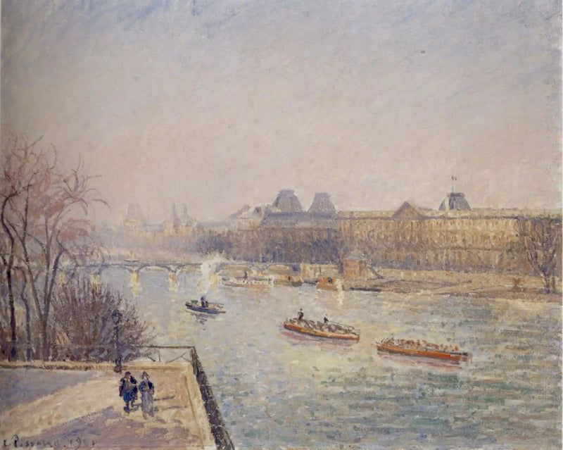 Der Louvre, Morgen, Wintersonne, Raureif - Camille Pissarro