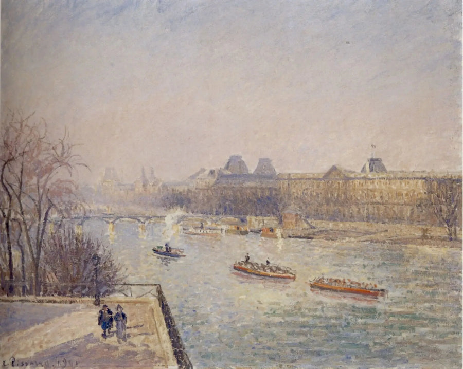 Der Louvre, Morgen, Wintersonne, Raureif - Camille Pissarro