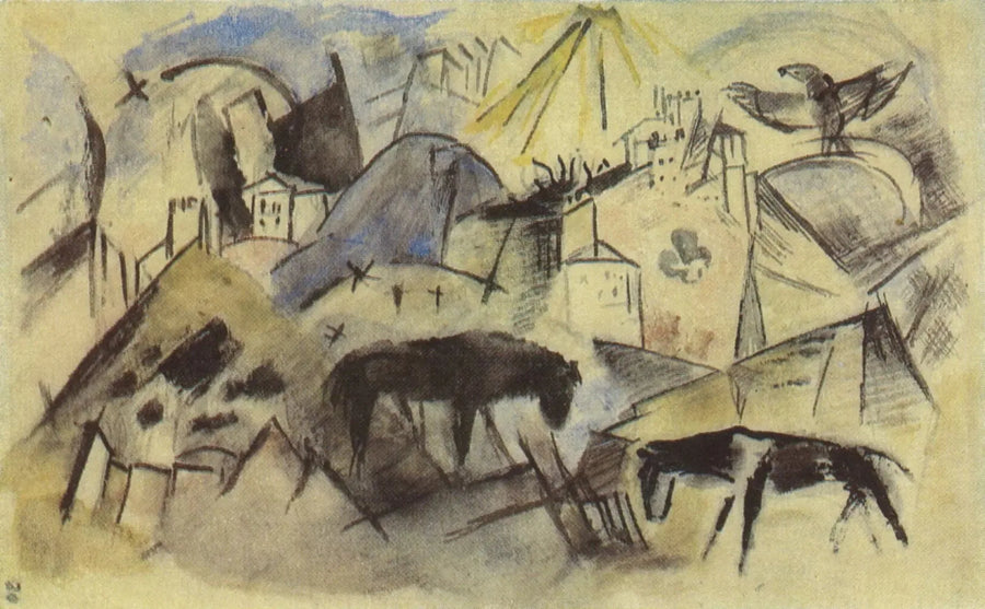 Das unglückliche Land Tirol (Skizze) - Franz Marc