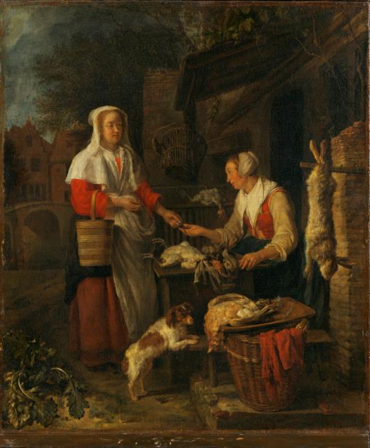 Le marchand de volailles - Gabriel Metsu image 1 reproduction artisanale de tableau