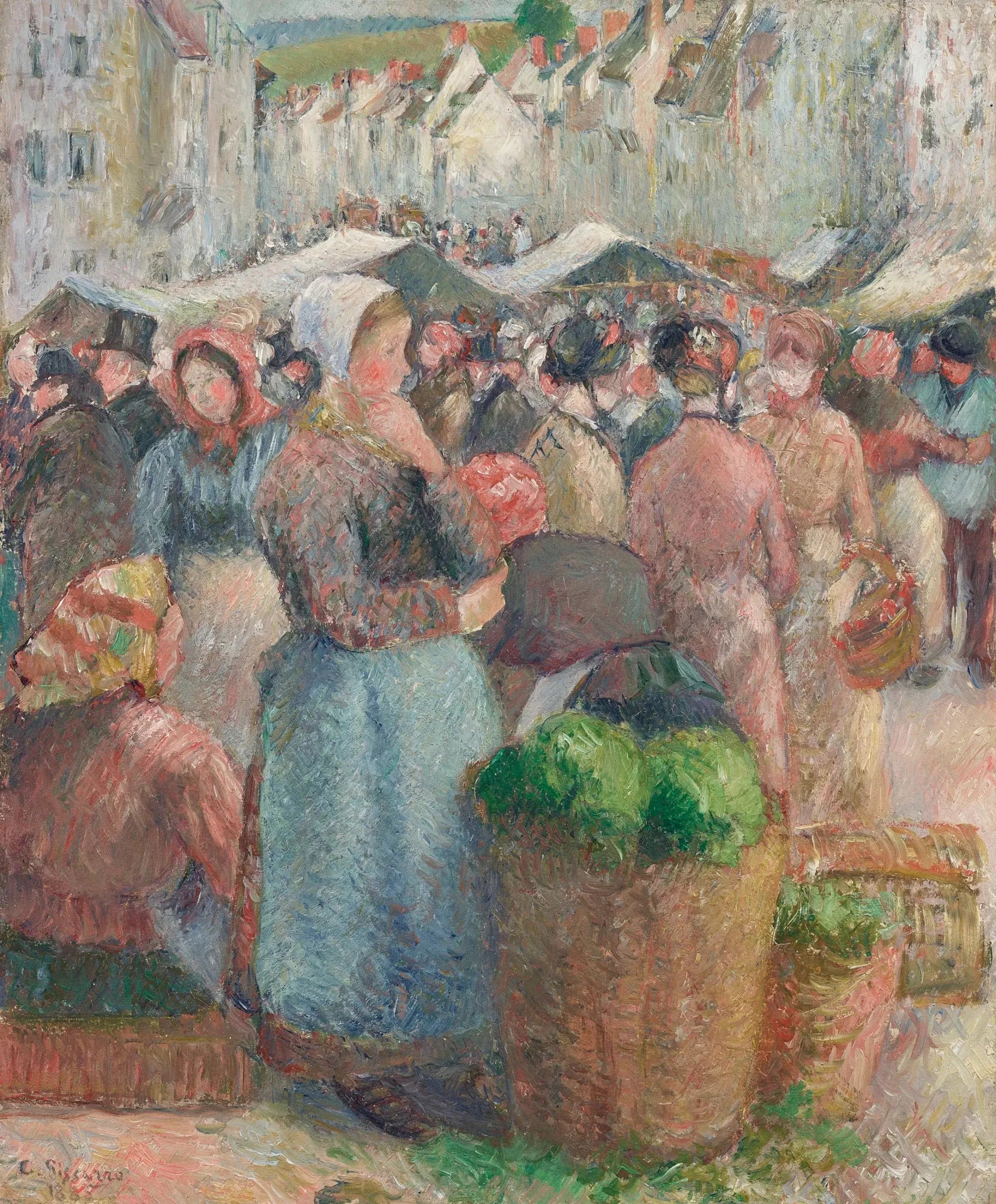 Le Marché de Gisors, Grande-Rue - Camille Pissarro image 1 reproduction artisanale de tableau