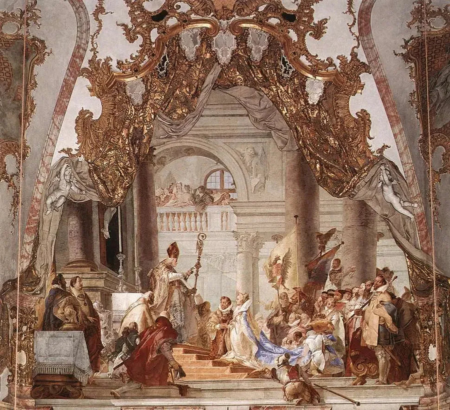 Die Hochzeit des Kaisers Friedrich I. Barbarossa und Béatrice von Burgund, Fresko an der Decke - Giovanni Battista Tiepolo