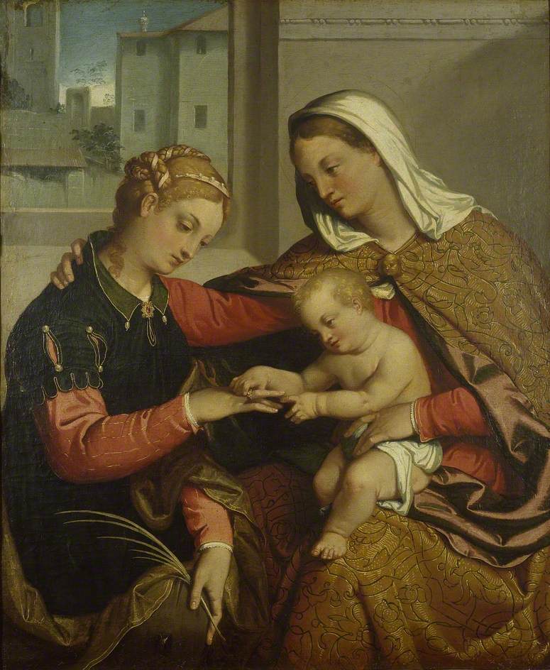 Le mariage mystique de sainte Catherine - Giovanni Battista Moroni image 1 copie peinte à la main à l’huile