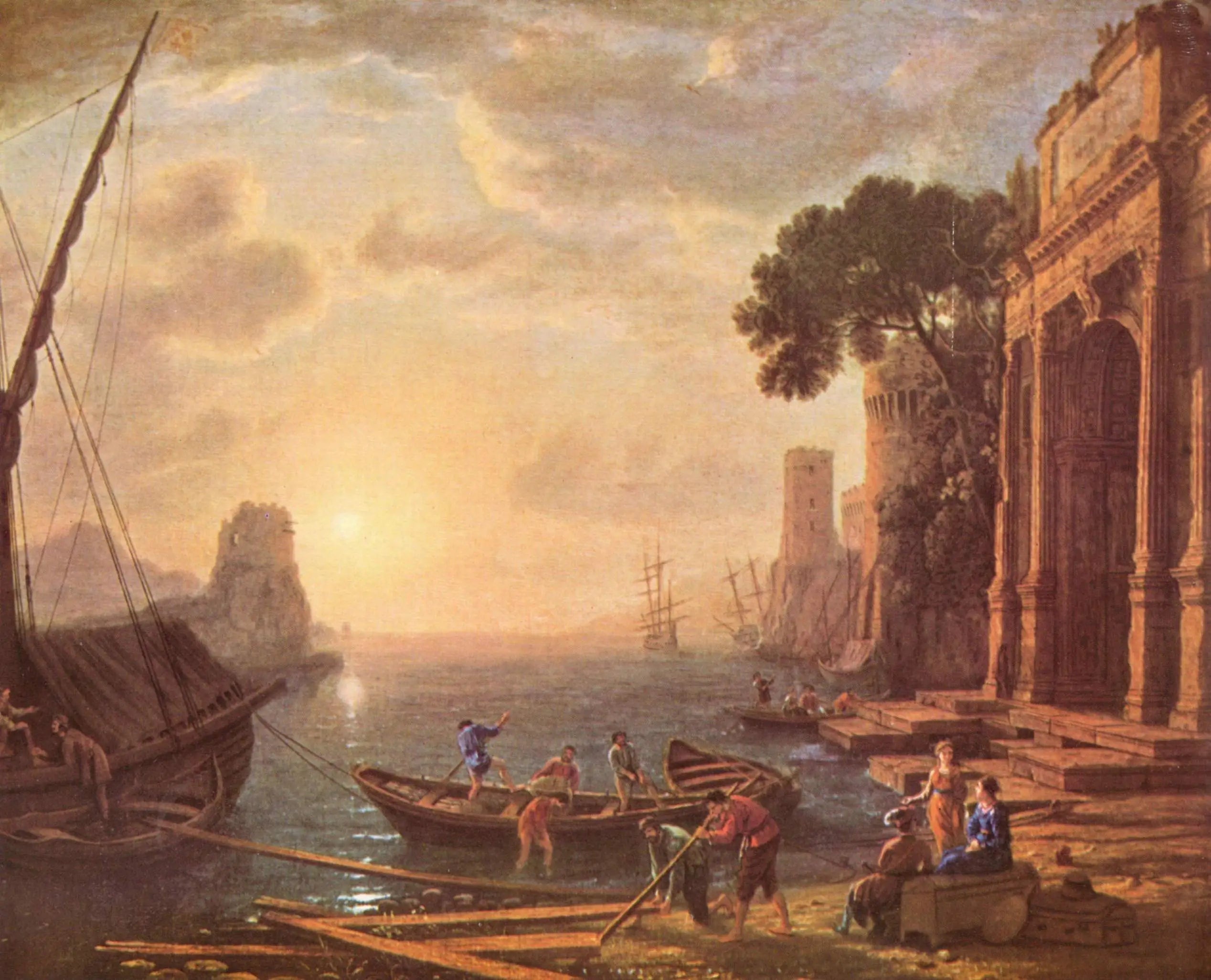 Le Matin dans un port de mer - Claude Lorrain image 1 copie de tableau peinte à la main