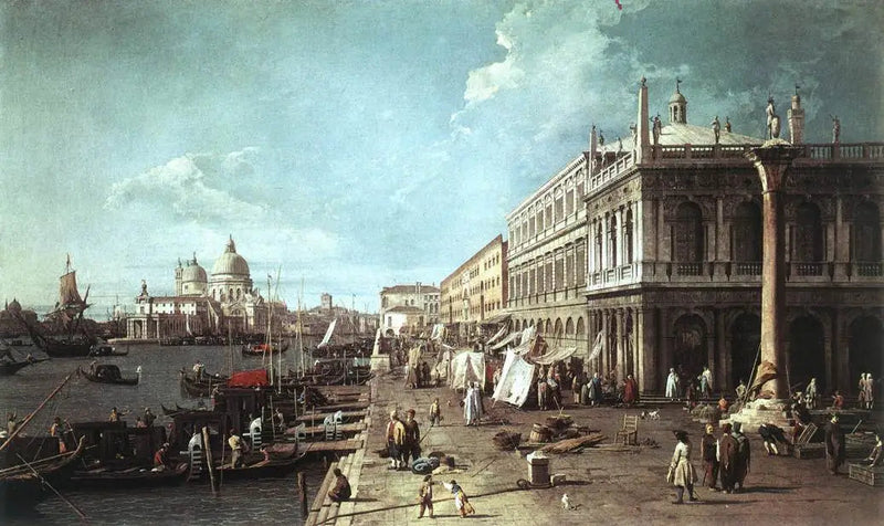 Der Môle mit der Bibliothek und der Mündung des Grand Canal - Canaletto