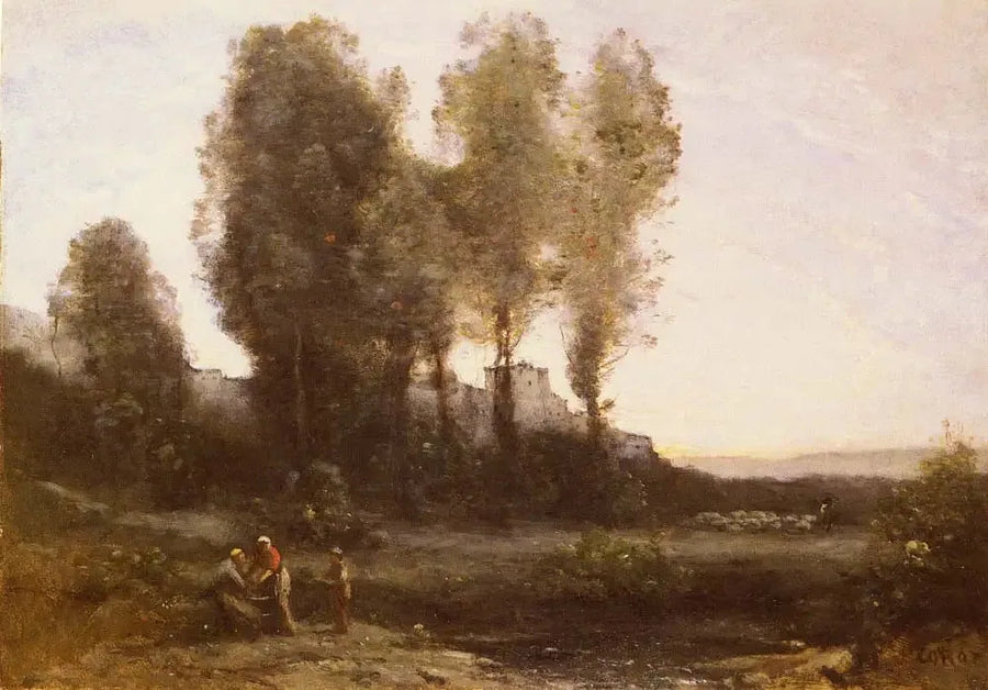 Das Kloster hinter den Bäumen - Jean-Baptiste Camille Corot