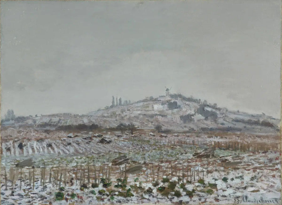 Die Mühle von Orgemont, Schnee - Claude Monet