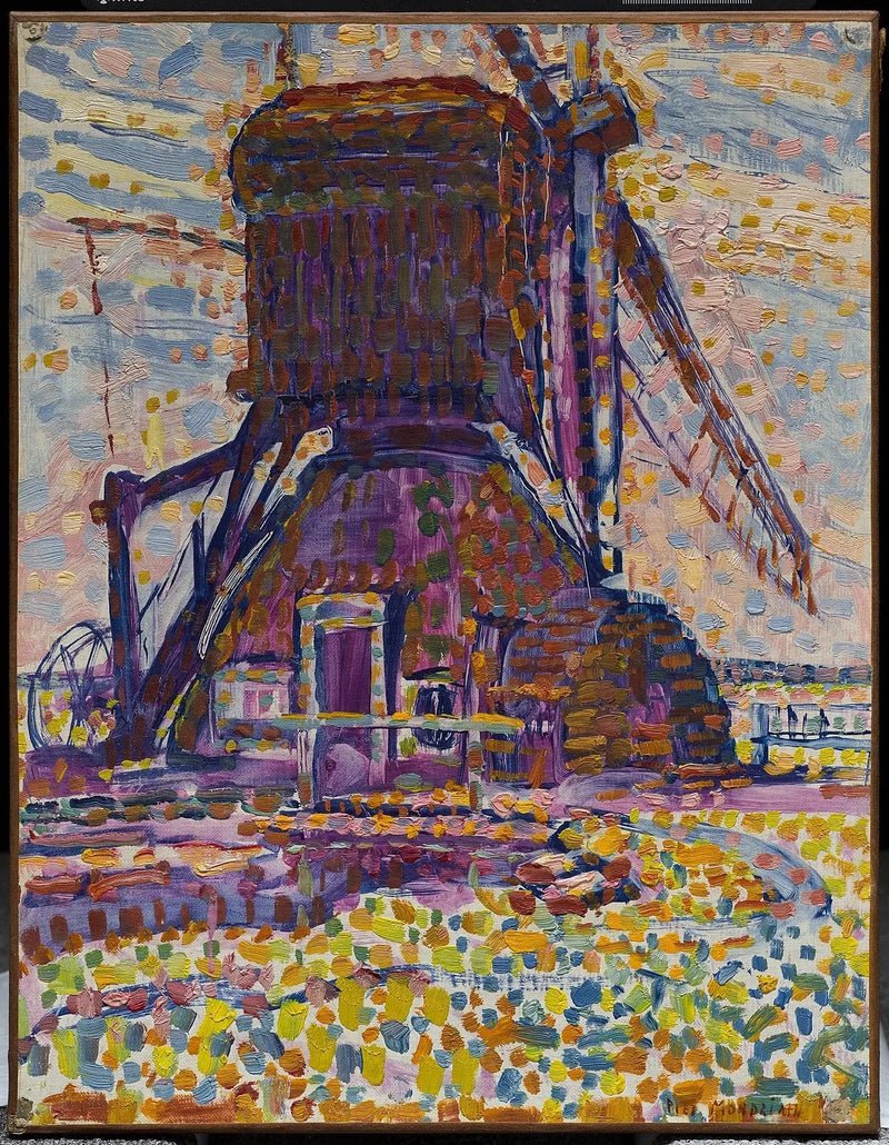 Die Windmühle von Winkel, pointillistische Version - Piet Mondrian