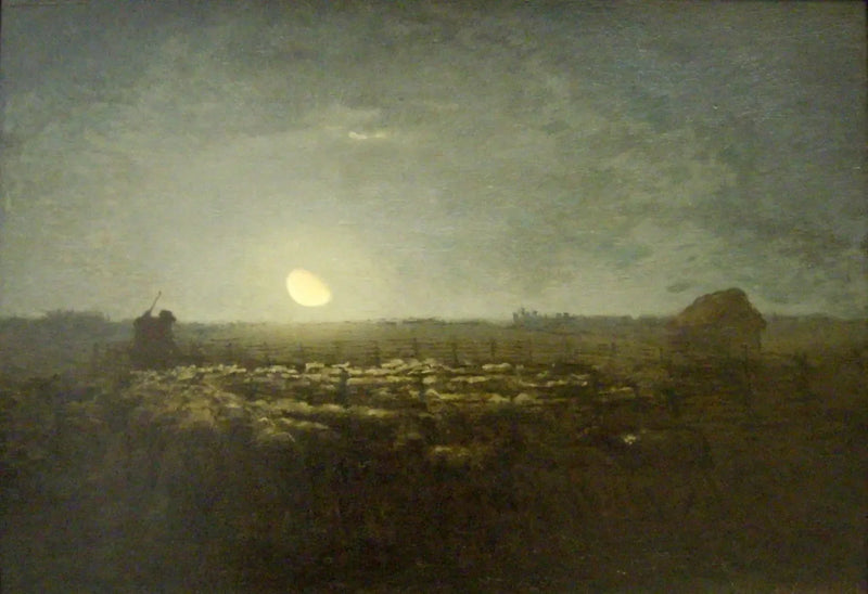 Der Schafstall, Mondschein - Jean-François Millet