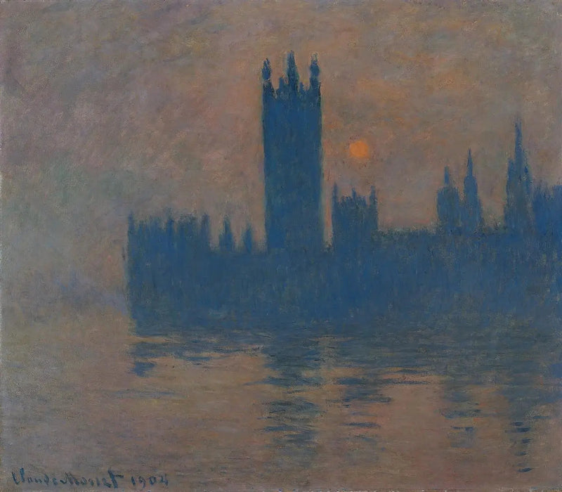 Das Parlament, Sonnenuntergang - Claude Monet