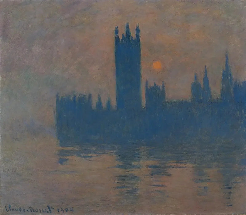 Das Parlament, Sonnenuntergang - Claude Monet