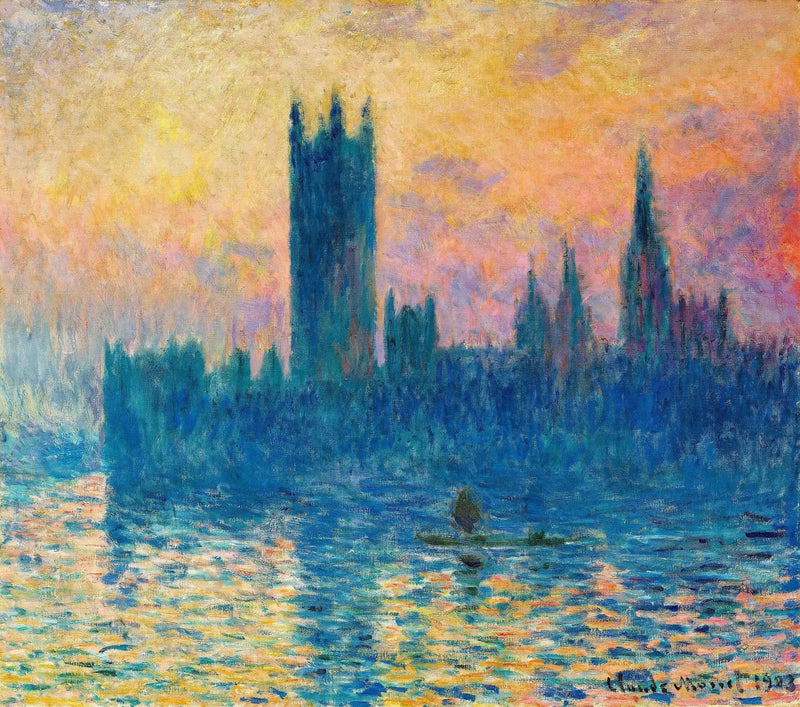 Das Parlament von London, Sonnenuntergang - Claude Monet