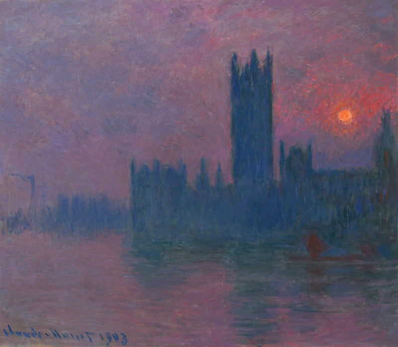 Das Parlament, untergehende Sonne - Claude Monet