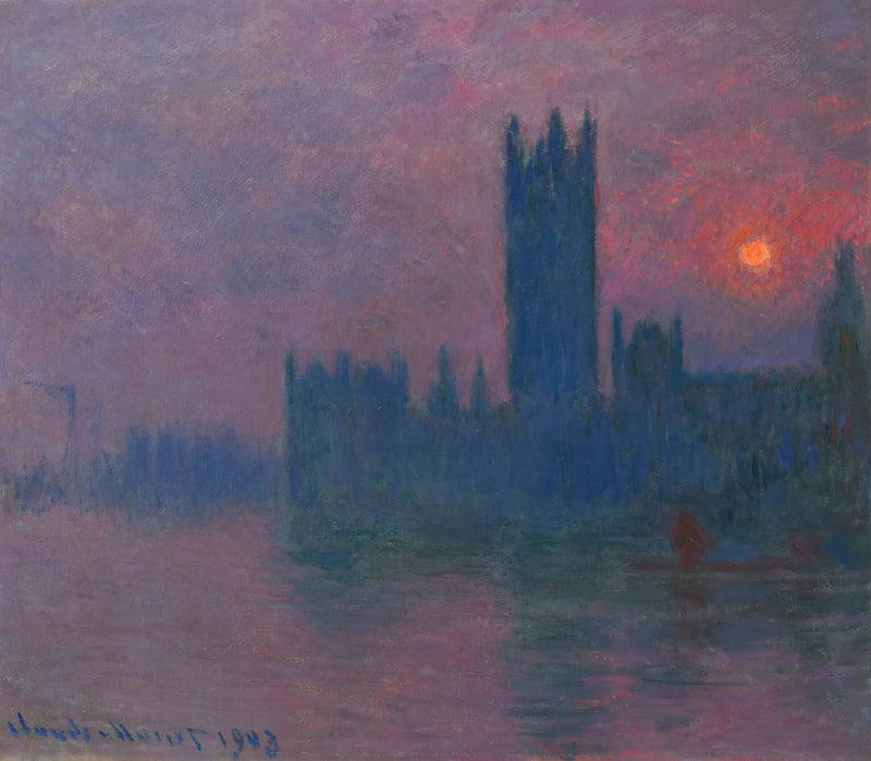 Das Parlament, untergehende Sonne - Claude Monet