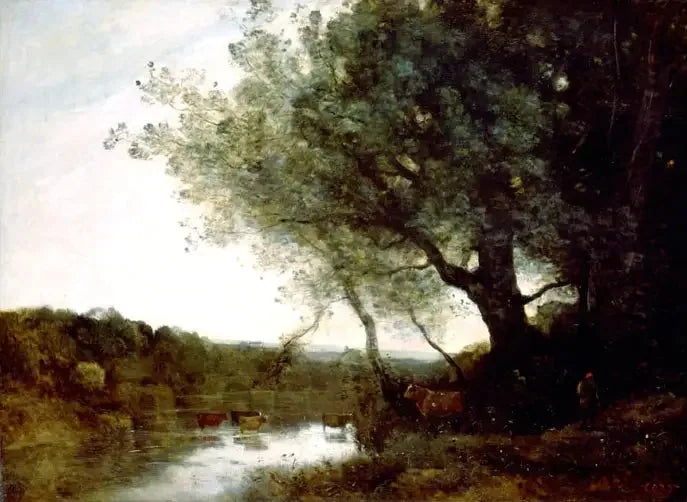 Der Passage du gué am Abend - Jean-Baptiste Camille Corot