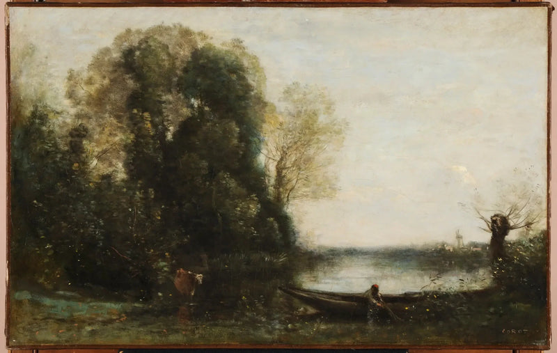 Der Fischer im Boot am Ufer - Jean-Baptiste Camille Corot