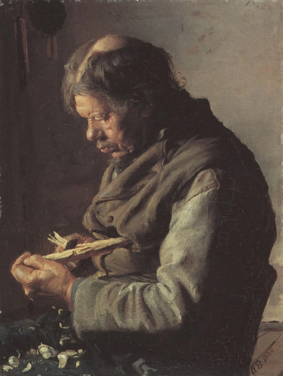 Der Fischer Lars Gaihede formt einen Stock – Anna Ancher