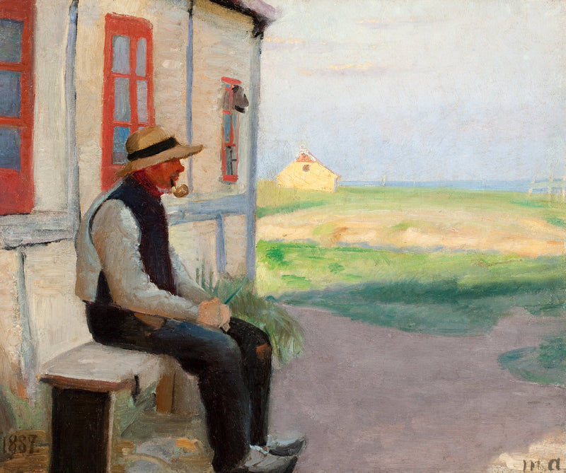 Der Fischer Niels Gaihede vor seinem Haus in Skagen Åsterby. -Michael Peter Ancher