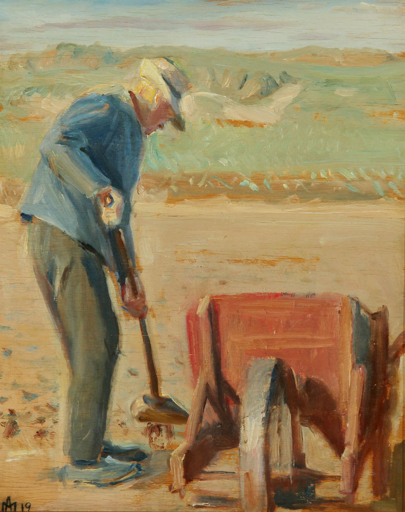 Der Fischer Ole Markström arbeitet am Strand. – Michael Peter Ancher