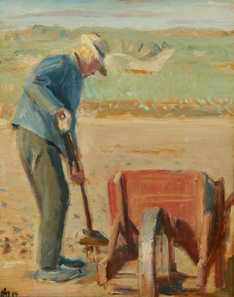 Der Fischer Ole Markström arbeitet am Strand. – Michael Peter Ancher