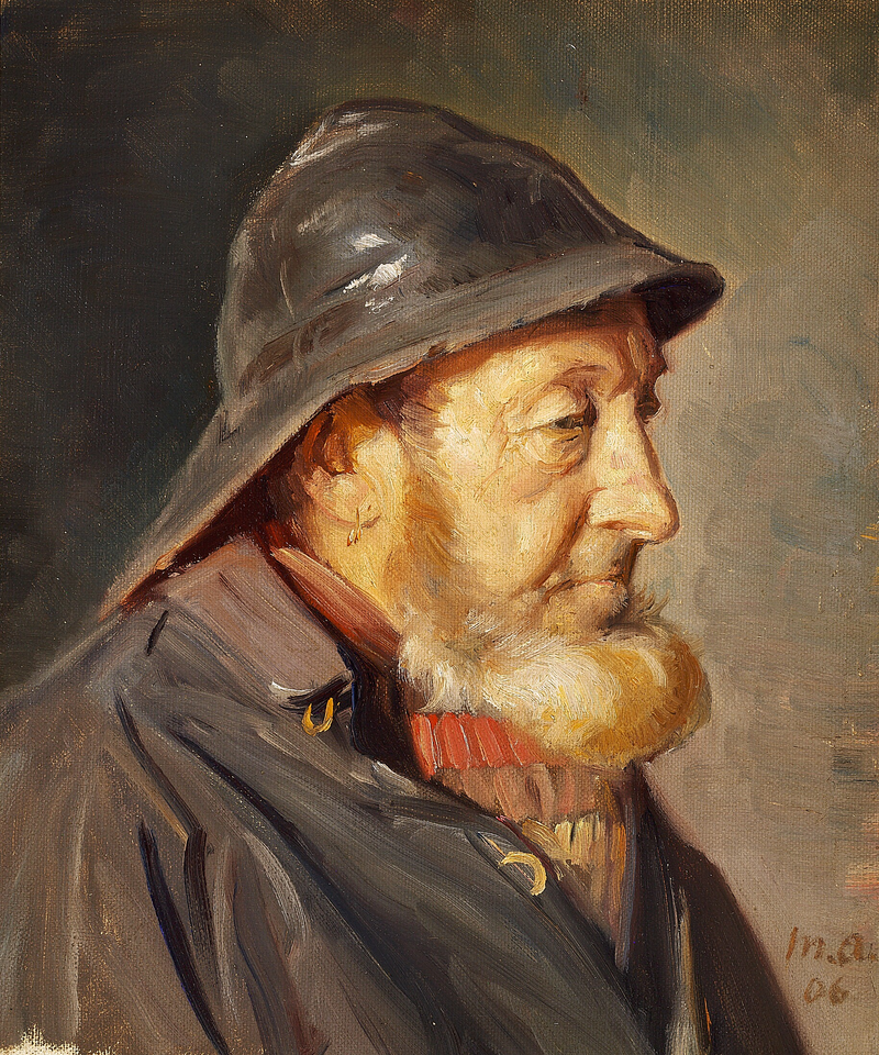 Der Fischer Ole Svendsen im Profil. -Michael Peter Ancher