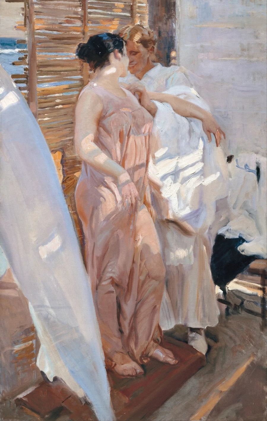 Der rosa Bademantel - Joaquín Sorolla