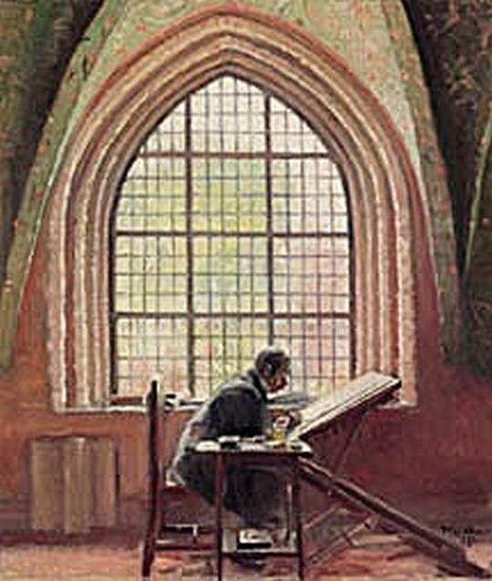 Der Maler Kongstad schreibt die neue Grundlov (Verfassung). -Michael Peter Ancher