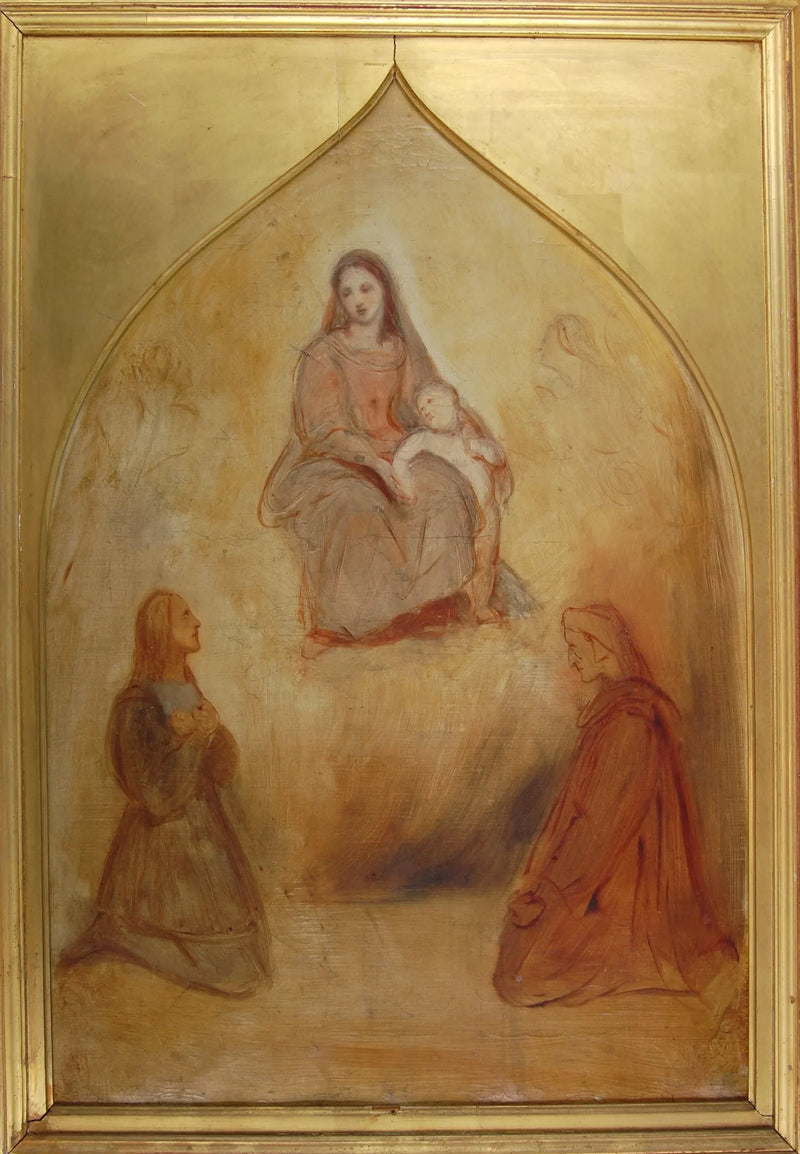 Der Maler Raphael und der Dichter Dante in Anbetung vor der Heiligen Jungfrau und dem Kind - Ary Scheffer