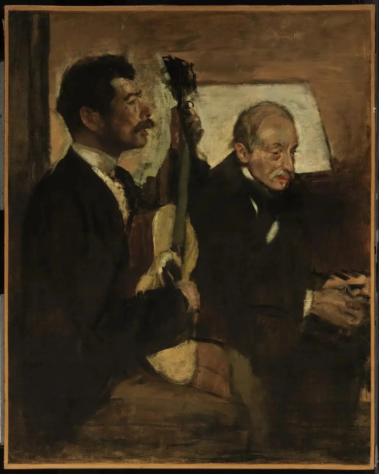 Le père de Degas écoutant Lorenzo Pagans jouer de la guitare - Edgar Degas image 1 reproduction d’œuvre d’art à l’huile